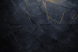 Black grunge banner. Abstract stone wall texture background. Close-up shot with gold veins. Dark rock backdrop with copy space for designs