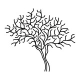 Fototapeta Kuchnia - Hand Drawn Tree Outline, Tree Line Art Black and White Sketch Drawing, A hand drawn black and white sketch of a tree outline, showcasing simple yet elegant details of its branches and leaves.