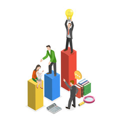 Wall Mural - 3d isometric flat vector illustration of teamwork and collaboration, dedicated team. item 1