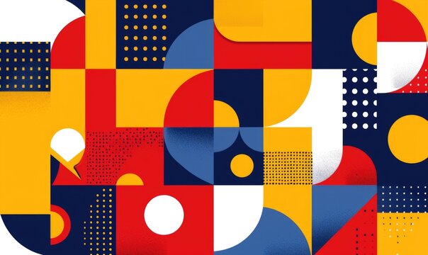 flat background with multiply colored abstract geometry ornament