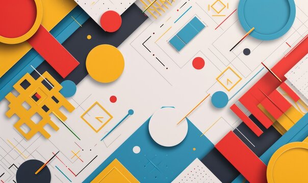 flat background with multiply colored abstract geometry ornament