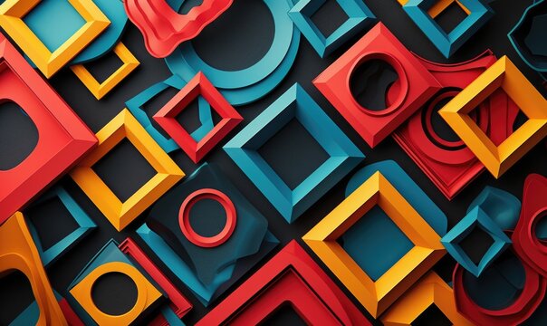 flat background with multiply colored abstract geometry ornament