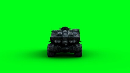 Sticker - Military futuristic battle car, tank. Realistic 4k animation.