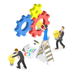 Wall Mural - 3d isometric flat vector illustration of teamwork and collaboration, dedicated team. item 2