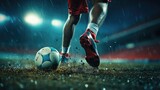 Fototapeta Sport - Soccer player on the stadium with a ball