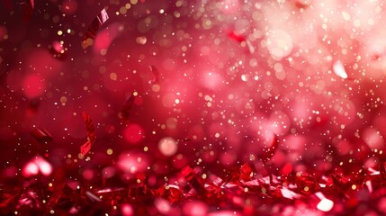 Stylish red bokeh confetti against a festive red backdrop generative ai