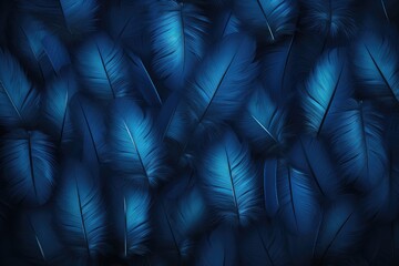 Wall Mural - Beautiful closeup feather background in dark turquoise blue and teal colors. Macro texture of colorful fluffy feathers from tropical bird. Minimal abstract pattern with copy space