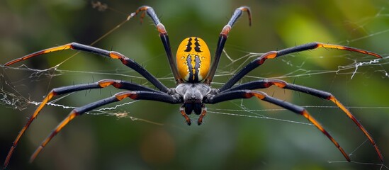 Sticker - Trichonephila clavipes, known as the banana spider, is a large North American female golden silk orb weaver viewed dorsally.