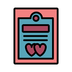 Poster - Clipboard Hearts Love Filled Outline Icon