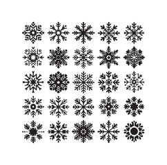 set minimal Snowflakes vector snow vector icon silhouette vector illustration