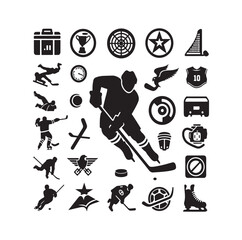 Wall Mural - ice hockey player silhouettes icon logo vector illustration