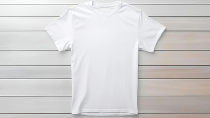 Template blank shirt top view on white wooden background generative ai illustration