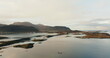 Fredvang Bridges Connecting the Islands at Volandstind, Lofoten: Aerial View at Dawn