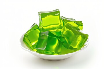 Canvas Print - Green jello on white backdrop