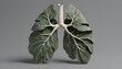 illustration of a lung made of leaves and tree branches. nature, health. clean, gray background. healthy lungs. 3d style