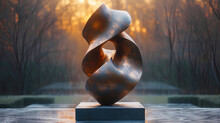 The Sculpture Of Metal, Which Is An Abstract Form, Which Has Harmony And G