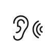 attentively ear listen icon, hear rumor or secret, social news, story media, thin line symbol on white background - editable stroke vector illustration