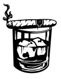 Fototapeta  - Whiskey and Cigar Illustration, Cigar Clipart, Whiskey Clipart, Cigar Smoking, Tobacco, Alcohol Whiskey Vector, Cigar Whiskey Stencil