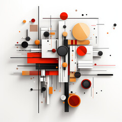 Wall Mural - Abstract Geometric 3D Composition with Circles and Squares

