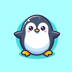 Wall Mural - flat logo of vector cute penguin cartoon