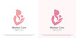Mother baby logo design illustration. Silhouette of mother holding baby child happy cheerful joyful cuddle help support care. Minimal icon symbol gentle mellow affection hope family parent grateful.