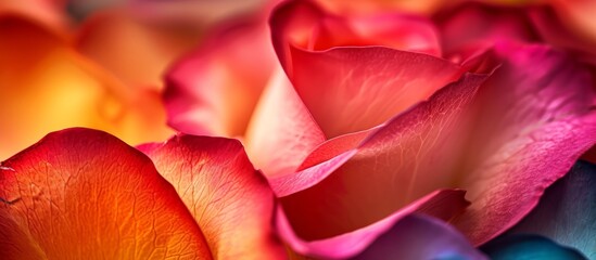 Canvas Print - Colorful rose petals pattern seen up close in stunning macro view.