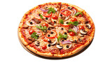 Fototapeta  - Delicious pizza isolated on transparent background, Generative ai.