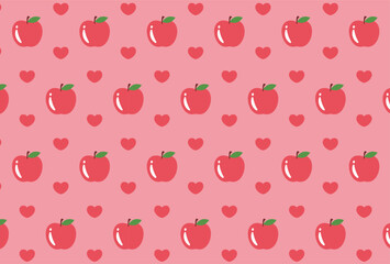 Wall Mural - seamless pattern with apples and hearts for banners, cards, flyers, social media wallpapers, etc.