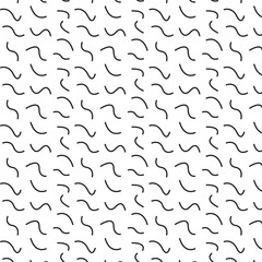Poster - abstract hand drawn seamless repeatable black dash line pattern.