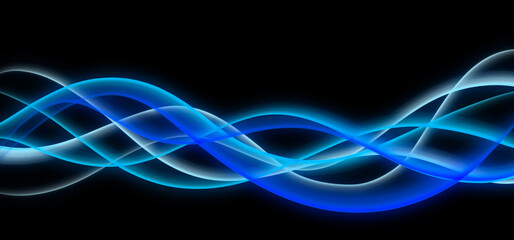 Canvas Print - Technology background with blue glowing neon lines