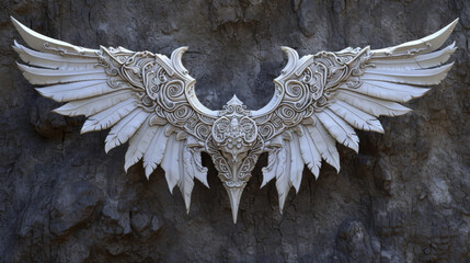 Wall Mural - Every stroke of the chisel that carved the runes onto this angels wings was imbued with ancient knowledge and mystical energy.
