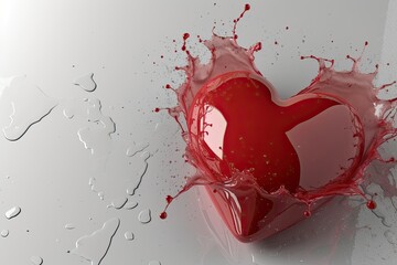 Wall Mural - beautiful big love heart isolated on grey splash background 