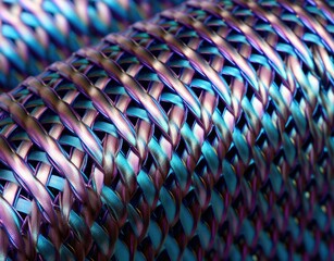 Canvas Print - A close up of a blue and purple woven fabric. Generative AI.