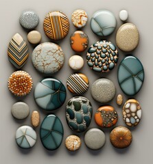 Wall Mural - A collection of stones arranged in a circle. Generative AI.