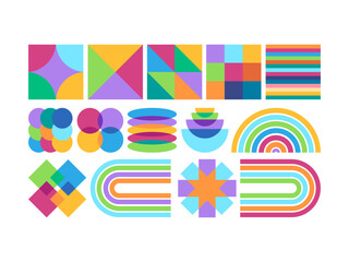 risograph colorful geometric shape effect abstract pattern aesthetic element design decoration style