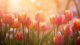 Fototapeta Tulipany - Image of tulips on a blurry background.