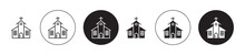 Church Vector Illustration Set. Spiritual Sanctuary Sign Suitable For Apps And Websites UI Design Style.