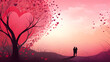 AI Generated. AI Generative. Lovely romantic love couple together with heart shape background landscape vacation. Wedding relationship vibe. Graphic Art Pro Photo,,
Valentine's day background with ro
