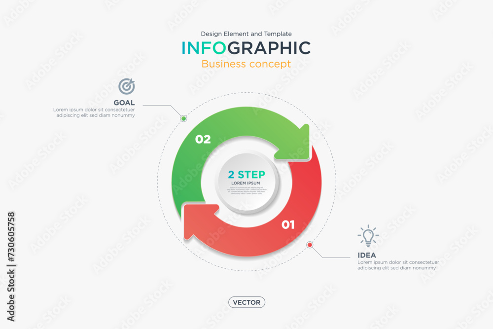 infographic business concept. infomation 2 step in circular arrow ...