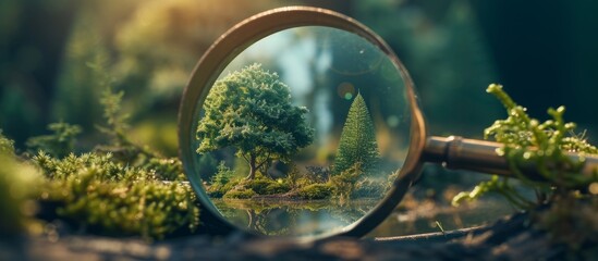 Canvas Print - Use a magnifying glass to observe the small world.