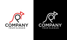 Creative Letter P With Minimalist Modern Kangaroo Logo Template