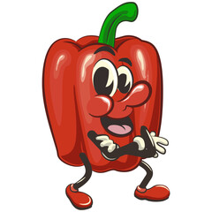 Wall Mural - vector isolated clip art illustration of cute bell peppers mascot folding his arms calmly, work of handmade