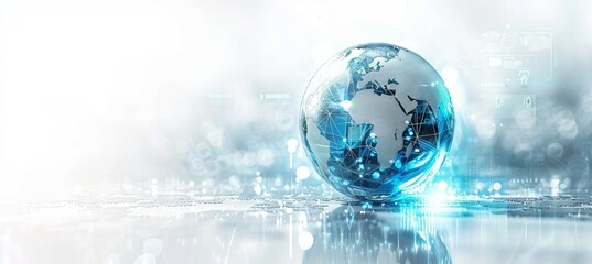 Poster - World globe network technology. Generative AI technology.