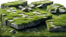 Stone Slabs Covered With Thick Grass