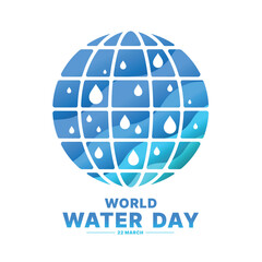 Wall Mural - World water day - Drops water on circle globe world sign with blue wave texture background vector design