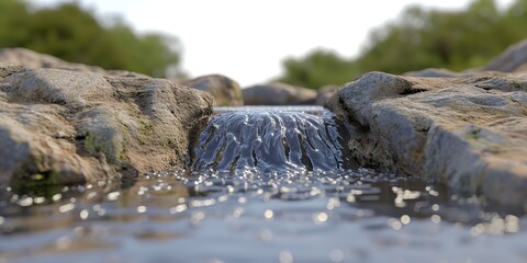 Wall Mural - water flowing into the water