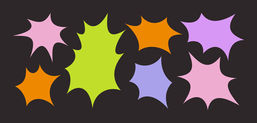 Wall Mural - abstract cosmic starburst shapes and funky speech bubbles forms. vector geometric elements in cartoo