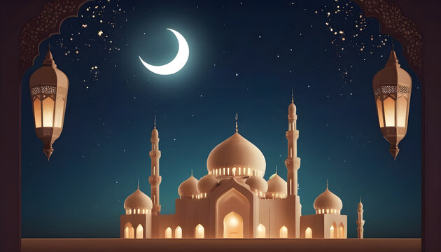 Ramadan mubarak Mosque islamic beautiful in the night 3