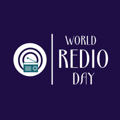 World Radio Day. 4 February. Tower signal icon. Poster, banner, Flyer, card,  design with background. Flat design vector illustration.