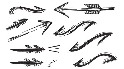 Hand drawn arrows set. Vector doodle icon.